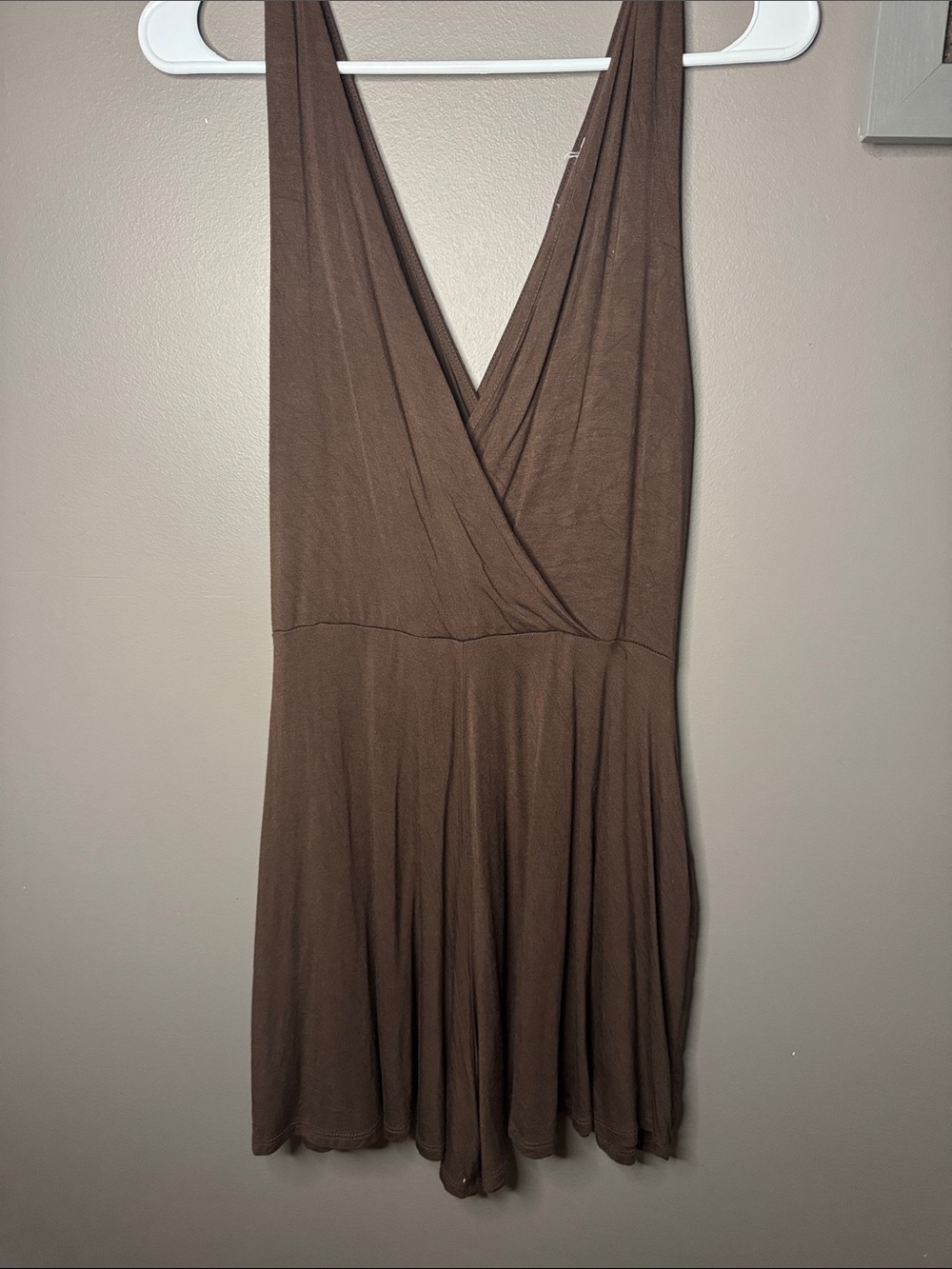 Brown Sleeveless V-Neck Women’s Romper